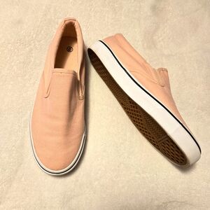 Pink Canvas Slip On Sneakers Size 10 Low Top Non-Slip New